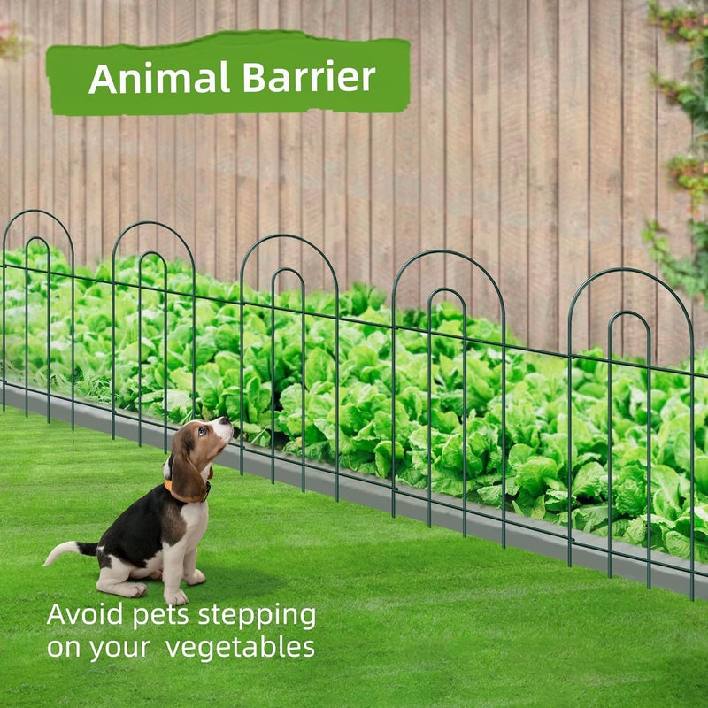 FOREHOGAR Decorative Garden Fence Border 32inX20ft Outdoor Green No Dig Temporary Iron Wire Edge Flowers Fencing Panels Rustproof Metal Folding Garden Fencing for Yard - Image 2